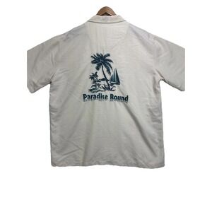 Solitude Button-Down Collared mens Shirt Size XL  Beige Short Sleeve Minimalist